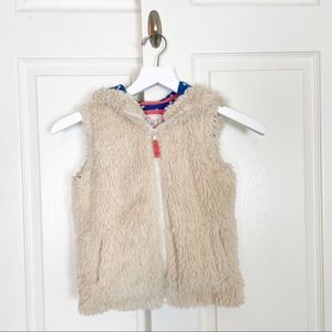 Mini Boden Faux Fur Hoodie Vest